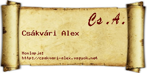 Csákvári Alex névjegykártya